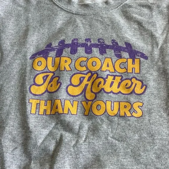 Minnesota Vikings Kevin O’Connell Our Coach Is Hotter Than Yours Sweatshirt Grey - Picture 6 of 8